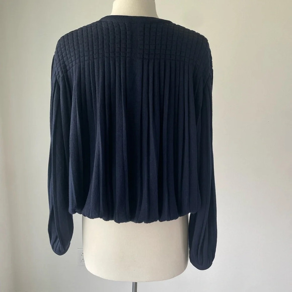 Maus & Hoffman Classic Dark Blue Puffy Sleeves Button-down Wool Cardigan L - Picture 4 of 11